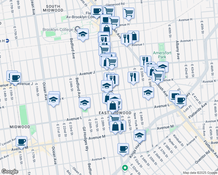 map of restaurants, bars, coffee shops, grocery stores, and more near in Brooklyn