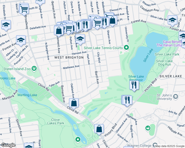 map of restaurants, bars, coffee shops, grocery stores, and more near 751 Bard Avenue in Staten Island