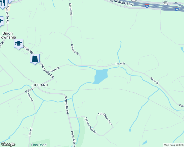 map of restaurants, bars, coffee shops, grocery stores, and more near 3 Senator Gephardt Farm Road in Union Township