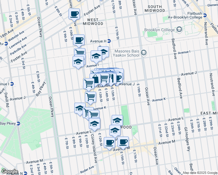map of restaurants, bars, coffee shops, grocery stores, and more near in Brooklyn