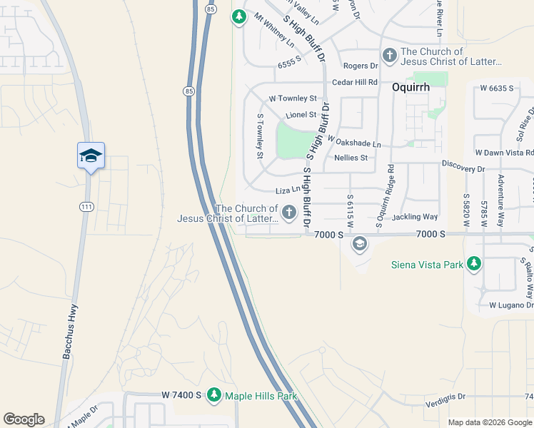 map of restaurants, bars, coffee shops, grocery stores, and more near 6354 Passenger Lane in West Jordan