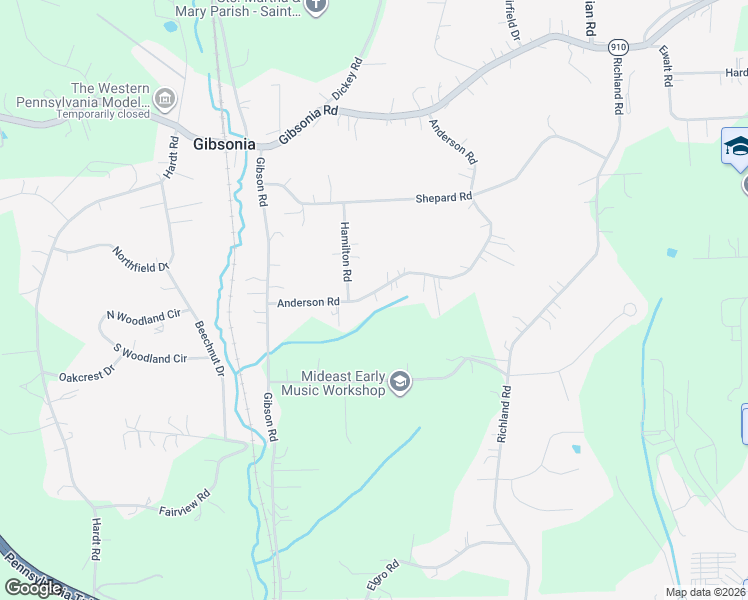 map of restaurants, bars, coffee shops, grocery stores, and more near 3840 Anderson Road in Gibsonia