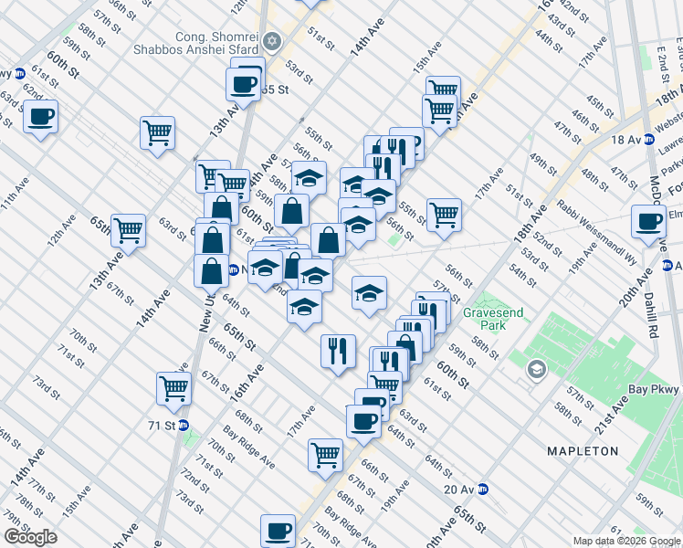 map of restaurants, bars, coffee shops, grocery stores, and more near in Brooklyn