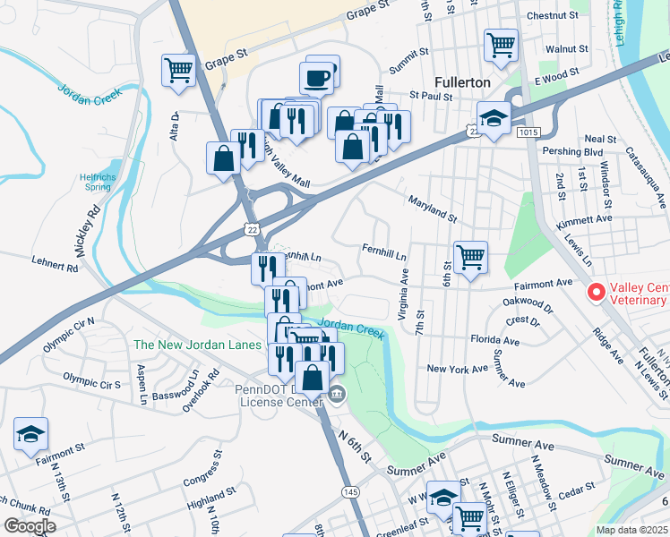 map of restaurants, bars, coffee shops, grocery stores, and more near 931 Fairmont Avenue in Fullerton