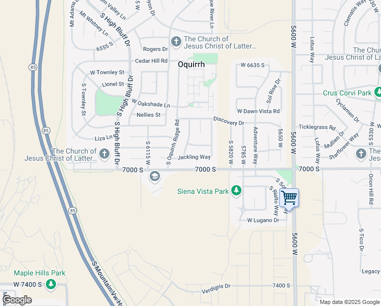 map of restaurants, bars, coffee shops, grocery stores, and more near 5964 Jackling Way in West Jordan