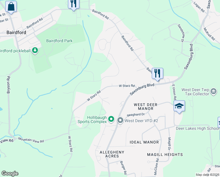 map of restaurants, bars, coffee shops, grocery stores, and more near 1009 York Way in Gibsonia