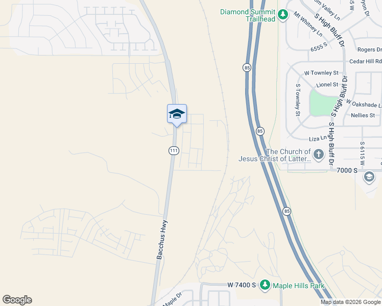 map of restaurants, bars, coffee shops, grocery stores, and more near 6937 South Mount Meek Drive in West Jordan