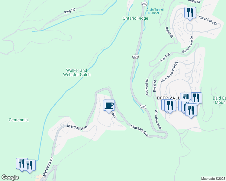 map of restaurants, bars, coffee shops, grocery stores, and more near 8939 Moonshadow Court in Park City