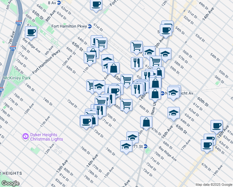 map of restaurants, bars, coffee shops, grocery stores, and more near in Brooklyn