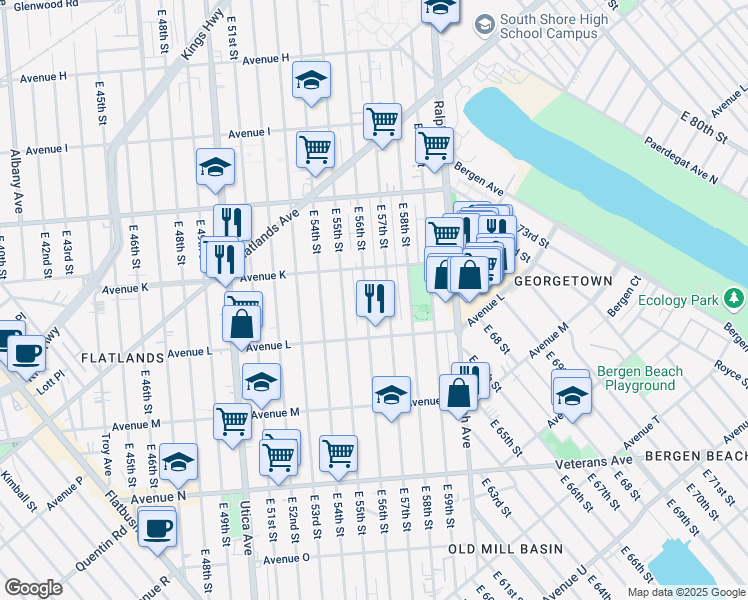 map of restaurants, bars, coffee shops, grocery stores, and more near in Brooklyn