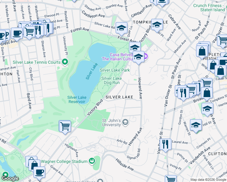 map of restaurants, bars, coffee shops, grocery stores, and more near 76 Bertha Place in Staten Island