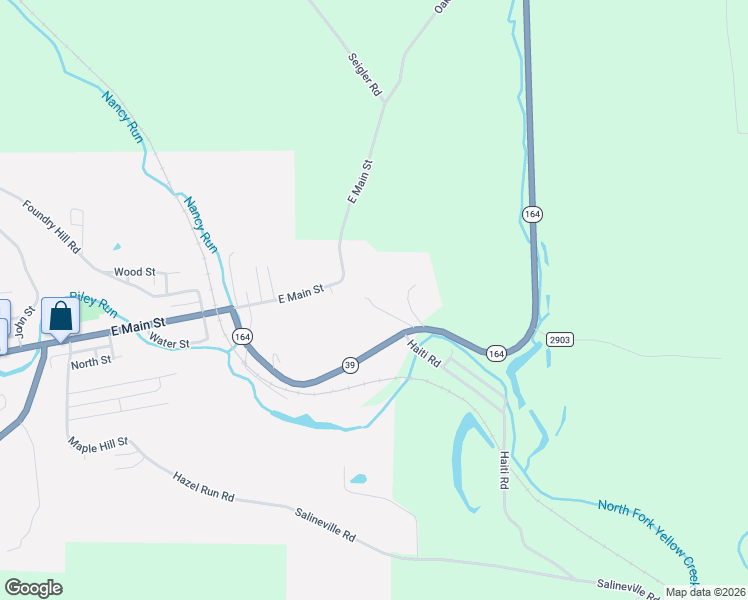 map of restaurants, bars, coffee shops, grocery stores, and more near 107 East End Road in Salineville