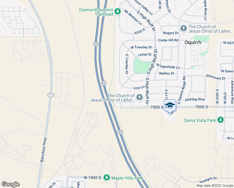 map of restaurants, bars, coffee shops, grocery stores, and more near 6380 Deloss Court in West Jordan