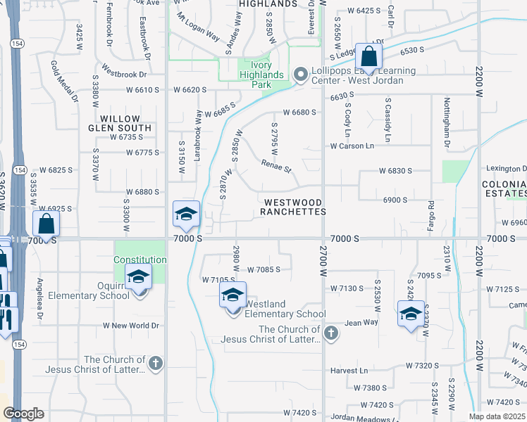 map of restaurants, bars, coffee shops, grocery stores, and more near 2815 West 6870 South in West Jordan