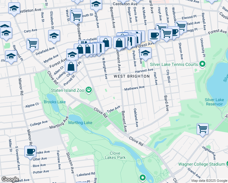 map of restaurants, bars, coffee shops, grocery stores, and more near 29 Blaine Court in Staten Island