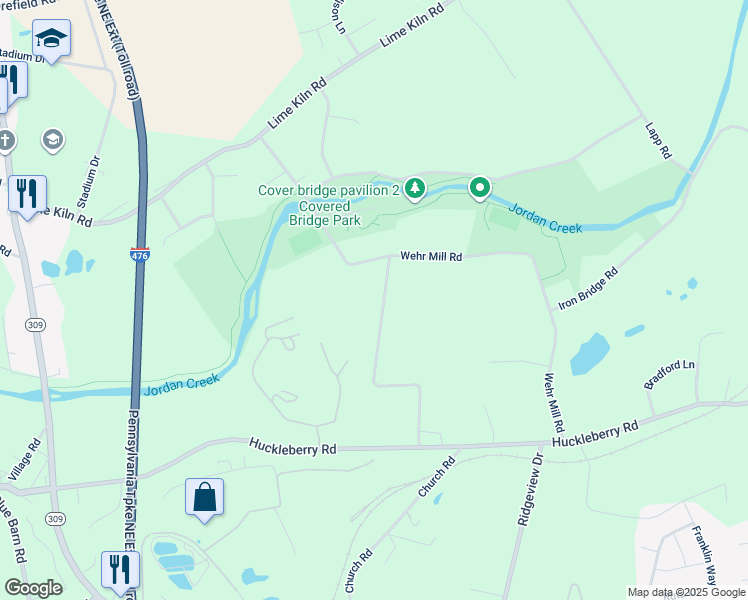 map of restaurants, bars, coffee shops, grocery stores, and more near 2340 Herman Lane in Allentown