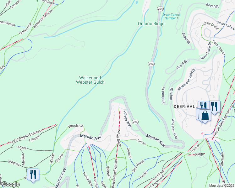 map of restaurants, bars, coffee shops, grocery stores, and more near 8909 Moonshadow Court in Park City