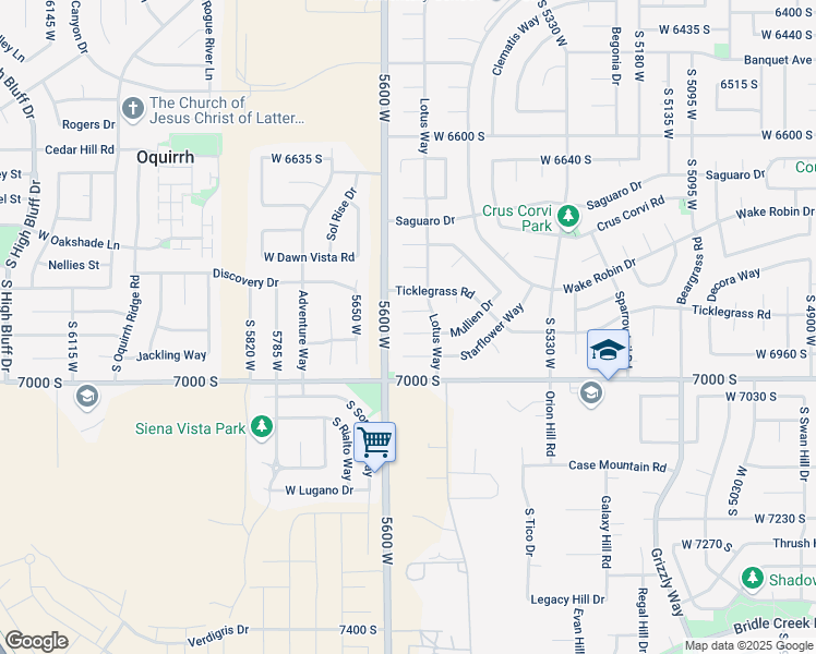 map of restaurants, bars, coffee shops, grocery stores, and more near 5564 Lopalena Circle in West Jordan