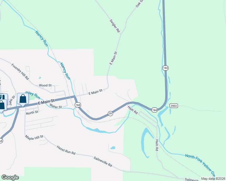 map of restaurants, bars, coffee shops, grocery stores, and more near 107 East End Road in Salineville