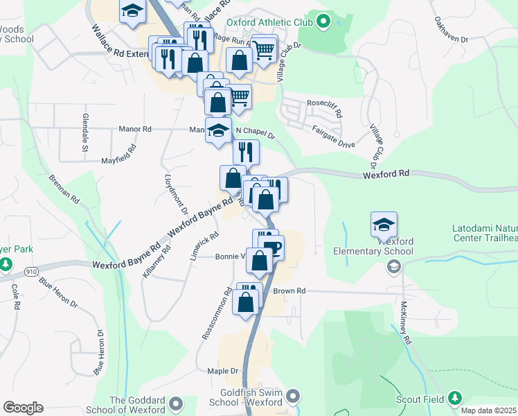 map of restaurants, bars, coffee shops, grocery stores, and more near 11565 Perry Highway in Wexford
