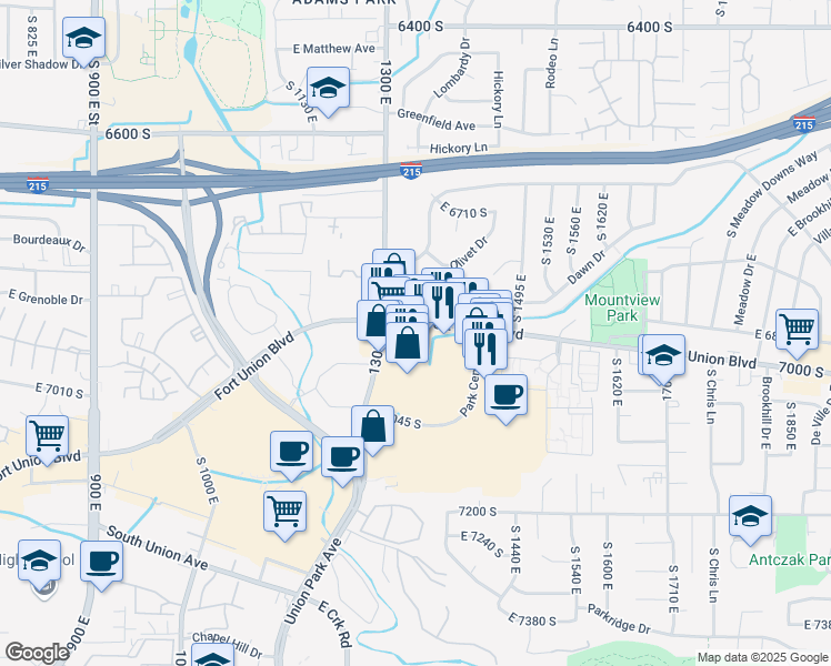 map of restaurants, bars, coffee shops, grocery stores, and more near in Cottonwood Heights