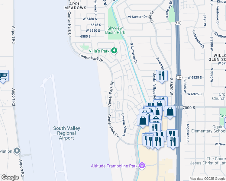 map of restaurants, bars, coffee shops, grocery stores, and more near 3959 Romney Park Drive in West Jordan