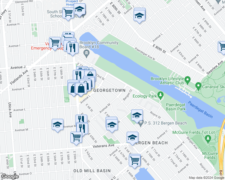 map of restaurants, bars, coffee shops, grocery stores, and more near in Brooklyn