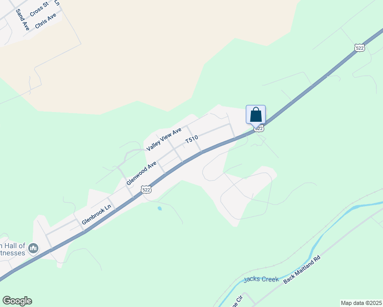 map of restaurants, bars, coffee shops, grocery stores, and more near Highway 522 South in Mifflin County