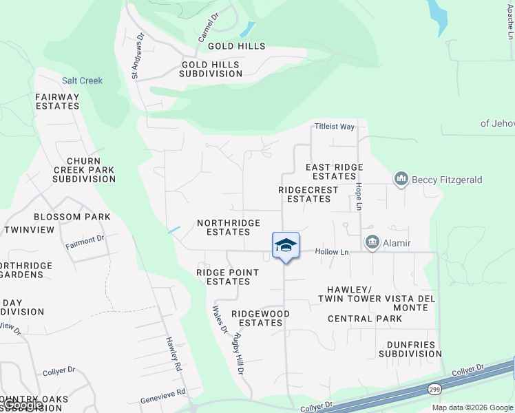 map of restaurants, bars, coffee shops, grocery stores, and more near 11625 Wilvern Lane in Redding