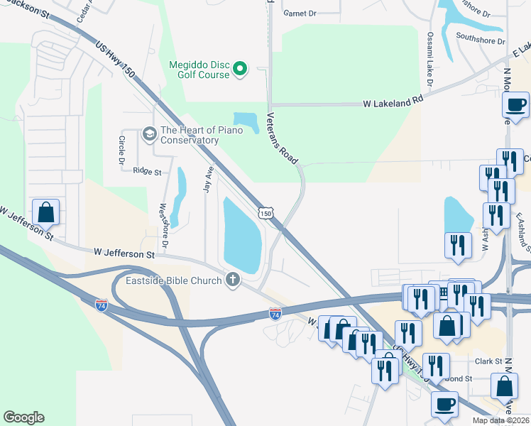 map of restaurants, bars, coffee shops, grocery stores, and more near West Jackson Street in Morton