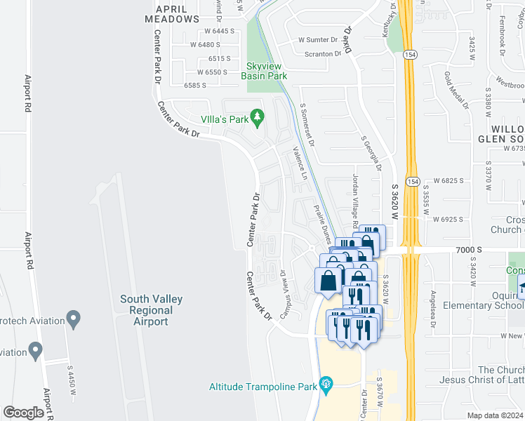 map of restaurants, bars, coffee shops, grocery stores, and more near 3959 Romney Park Drive in West Jordan