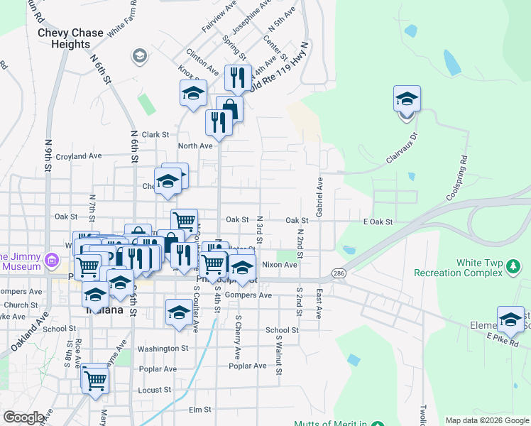 map of restaurants, bars, coffee shops, grocery stores, and more near 255 North 3rd Street in Indiana
