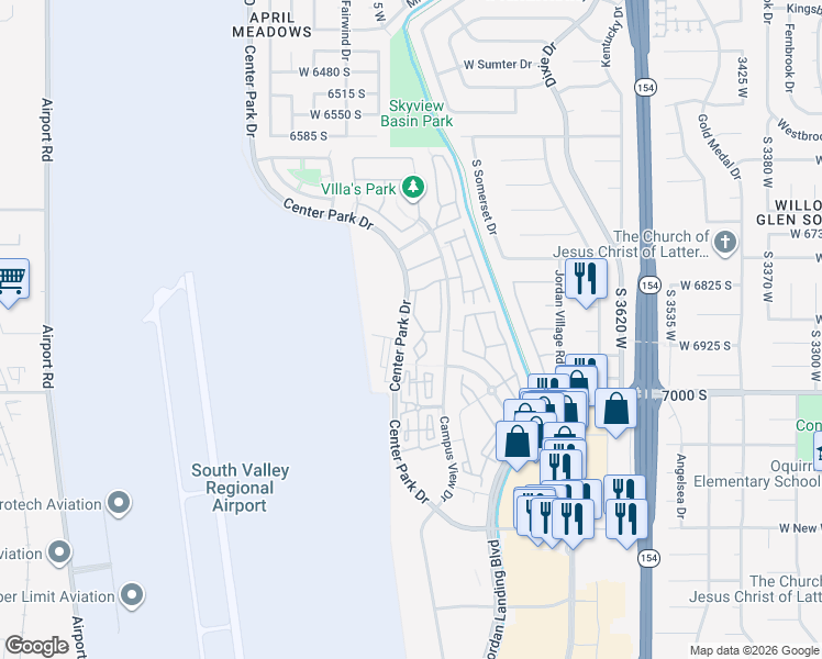 map of restaurants, bars, coffee shops, grocery stores, and more near 3959 Romney Park Drive in West Jordan