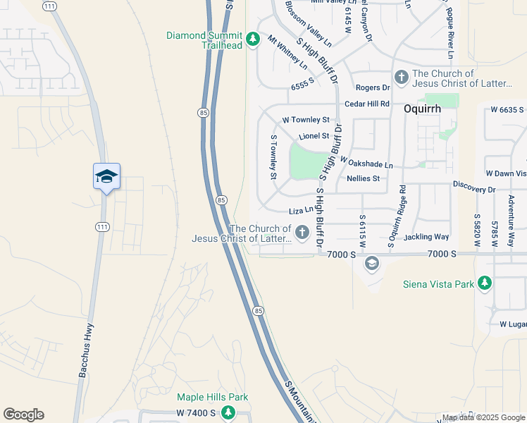 map of restaurants, bars, coffee shops, grocery stores, and more near 6359 Liza Lane in West Jordan