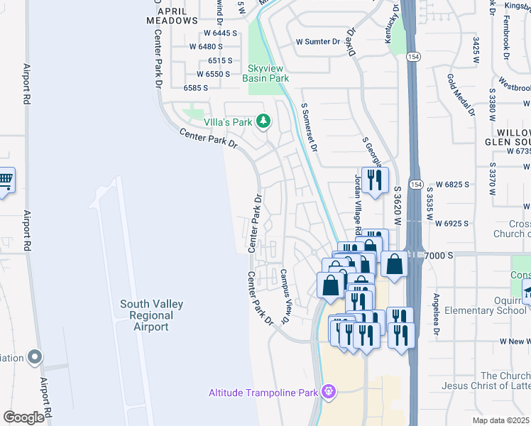 map of restaurants, bars, coffee shops, grocery stores, and more near 3959 Romney Park Drive in West Jordan