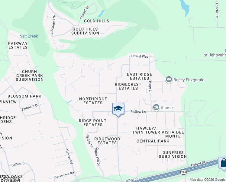 map of restaurants, bars, coffee shops, grocery stores, and more near 11625 Wilvern Lane in Redding