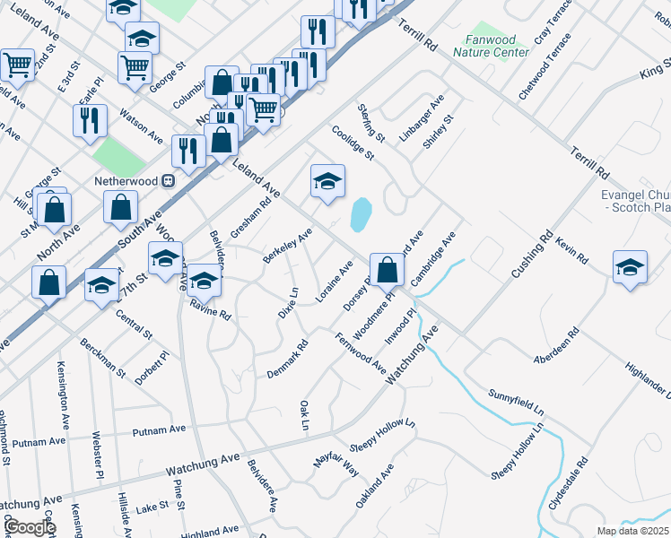 map of restaurants, bars, coffee shops, grocery stores, and more near 1169-73 Loraine Avenue in Plainfield