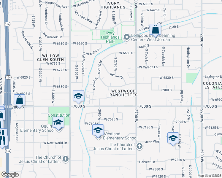 map of restaurants, bars, coffee shops, grocery stores, and more near 2815 W 6870 S in West Jordan