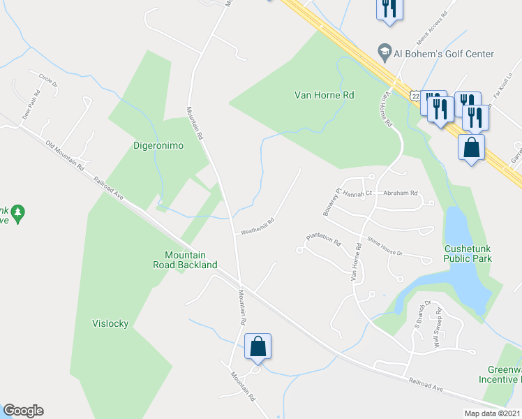 map of restaurants, bars, coffee shops, grocery stores, and more near 5 Weatherhill Road in Lebanon