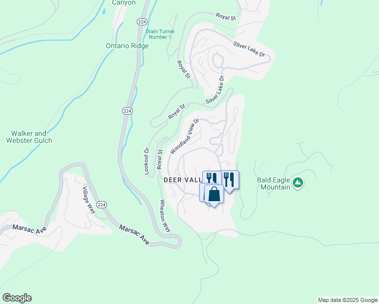 map of restaurants, bars, coffee shops, grocery stores, and more near 7665 Sterling Dr in Park City