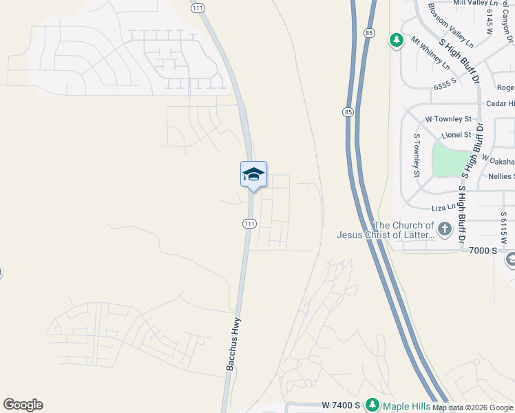 map of restaurants, bars, coffee shops, grocery stores, and more near 6888 Survey Peak Ln in West Jordan