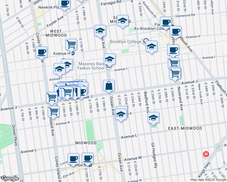 map of restaurants, bars, coffee shops, grocery stores, and more near in Brooklyn