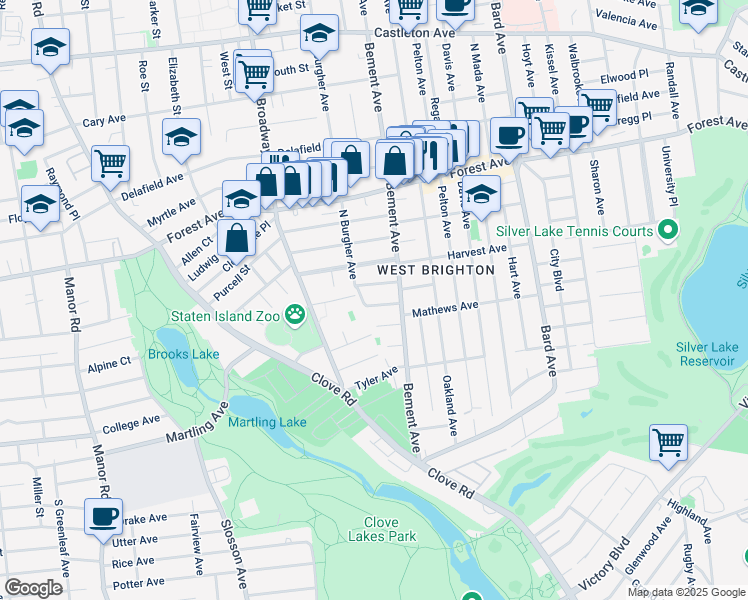 map of restaurants, bars, coffee shops, grocery stores, and more near 29 Blaine Court in Staten Island