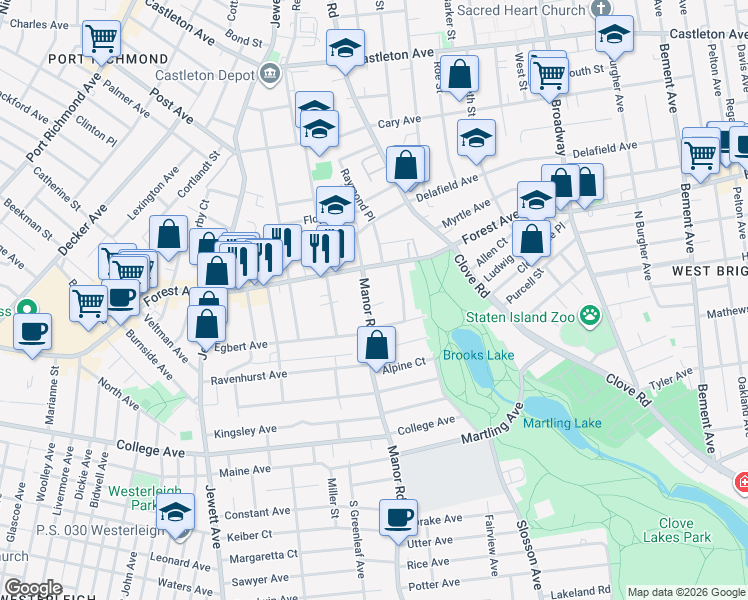 map of restaurants, bars, coffee shops, grocery stores, and more near 26 Dore Court in Staten Island