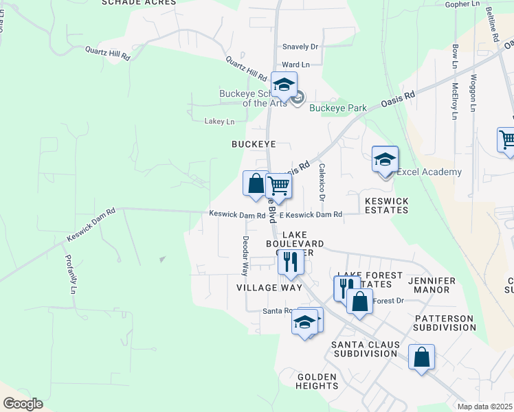 map of restaurants, bars, coffee shops, grocery stores, and more near 1350 Lake Boulevard in Redding