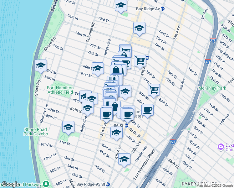 map of restaurants, bars, coffee shops, grocery stores, and more near in Brooklyn