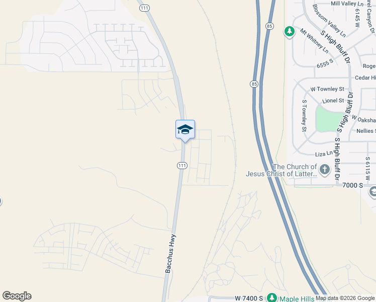 map of restaurants, bars, coffee shops, grocery stores, and more near 6880 Survey Peak Ln in West Jordan