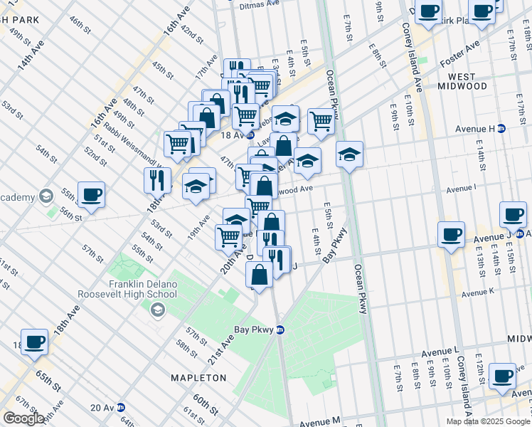 map of restaurants, bars, coffee shops, grocery stores, and more near in Brooklyn
