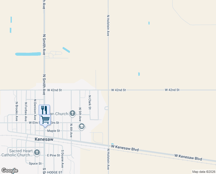 map of restaurants, bars, coffee shops, grocery stores, and more near 17600 West 42nd Street in Kenesaw