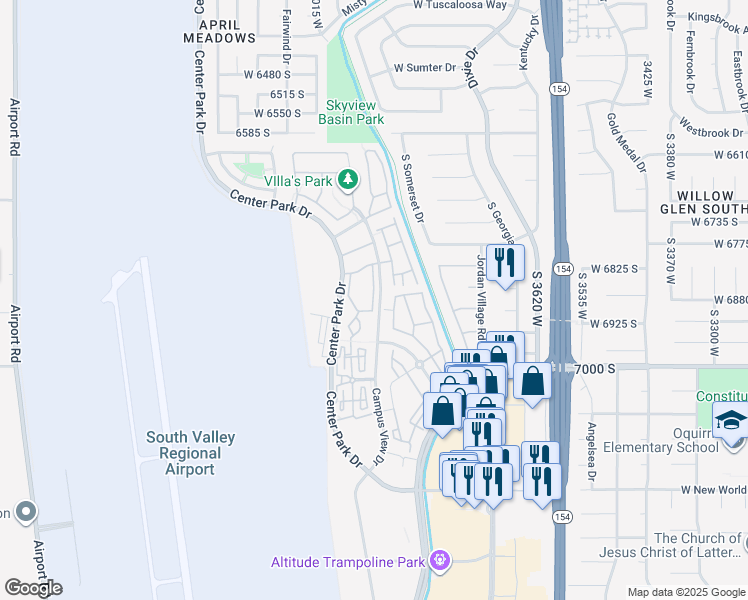 map of restaurants, bars, coffee shops, grocery stores, and more near 6862 South Crystal Downs Lane in West Jordan
